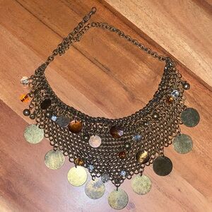 Vintage Le Chateau Bronze and Gold Disc Necklace